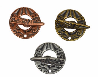 Flora Toggle by TierraCast - Electroplated with Antique Copper, Oxidized Brass or Antique Pewter Finish