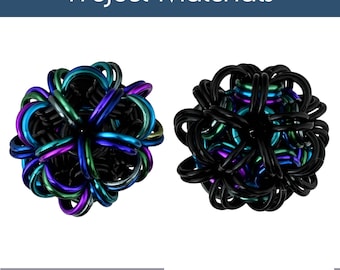 Project Pack: Dodecahedron - Makes TWO Chainmaille Pendants - Aluminum - Intermediate - PDF Instructions sold separately