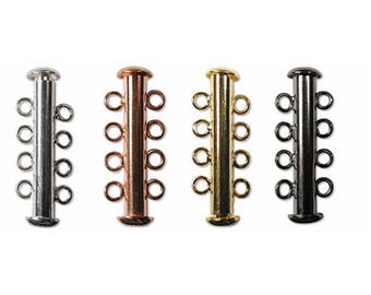 4-Strand Slide Clasp in Silver, Gold, Gunmetal or Copper Finish