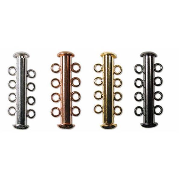 4-Strand Slide Clasp in Silver, Gold, Gunmetal or Copper Finish