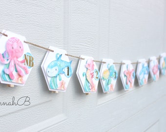 Under The Sea Monthly Photo Banner, Oneder the Sea Monthly Milestone Banner, Under The Sea First Birthday Banner