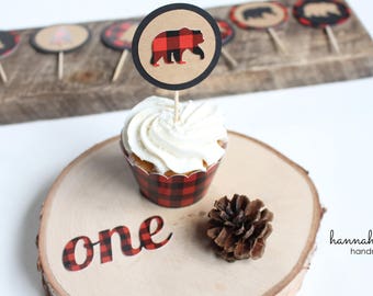 Lumberjack Cupcake Topper, Lumberjack First Birthday