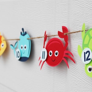 Under the Sea Monthly Photo Banner, Oneder the Sea Monthly Photo Banner, Under the Sea First Birthday Banner