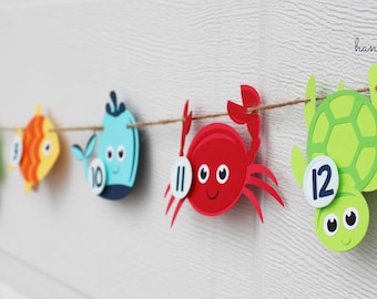 Under the Sea Monthly Photo Banner, Oneder the Sea Monthly Photo Banner, Under the Sea First Birthday Banner