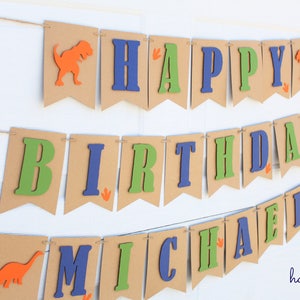 Dinosaur Birthday Banner, Dinosaur First Birthday, Dinosaur Name Banner