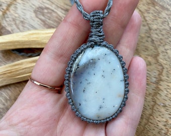 Dendritic Agate Macrame Necklace / Choker - Boho - Hippie - Crystal - Natural Jewellery - Stacking - Layering - Mens - Unisex - Waterproof