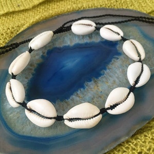 Black Cowrie Shell Macrame Choker Necklace - Summer Jewelry - Waterproof Jewellery - Beach Jewellery - Surf Jewelry - Surf Necklace - Shell