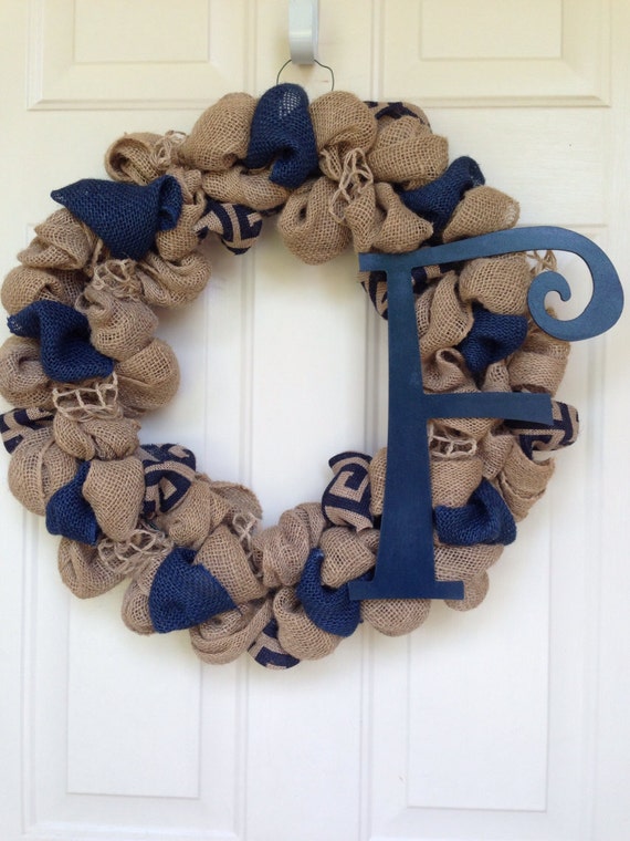 Items similar to Navy Burlap Wreath on Etsy
