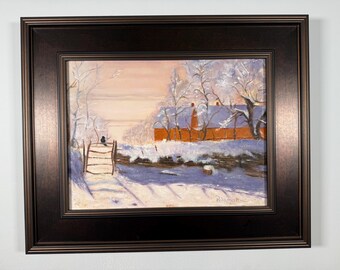 カササギ - クロード・モネの手描き油絵複製画、絶妙な雪景色、陽光に