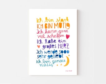 Print / print / poster *Affirmation* pour enfants et adultes, affiche chambre d'enfant au format A3