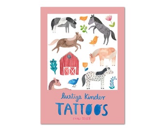 Kinder Tattoos *Pferde und Ponys* (temporäre Tattoos), Bogen in DIN A5