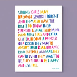 Print / small poster *Strong girls* with positive affirmations