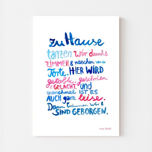 Print  / Druck /  kleines Poster in DIN A3 *Hausordnung* Wohnzimmer Kinderzimmer