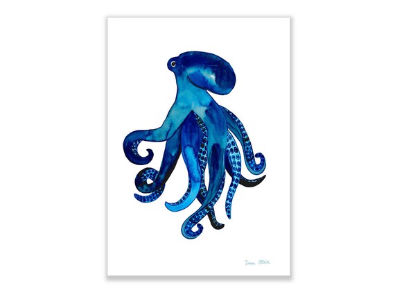 Print Druck Kleines Poster Oktopus Kinderzimmer Kinder Etsy