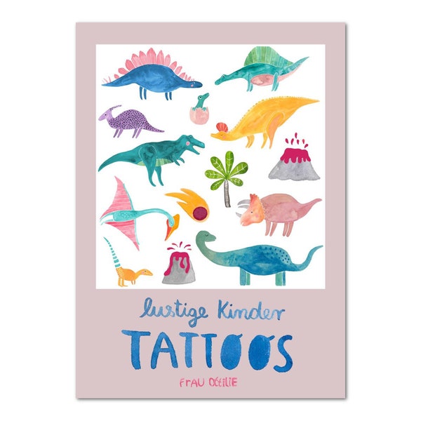 Children Tattoos *Dinos* (temporary tattoos), sheet in DIN A5
