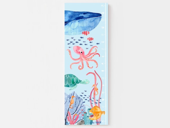 Messlatte für Kinder, Kinderzimmer-Poster *Meerestiere*