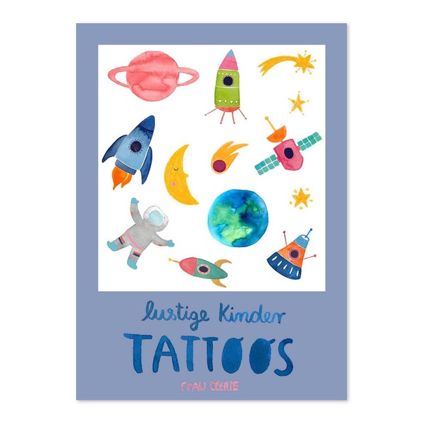 Children's tattoos *space* (temporary tattoos), sheet in DIN A5