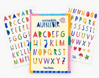 Spülmaschinenfeste Sticker *ABC* | wasserfeste Aufkleber | Geschenk zur Einschulung | Buchstaben von A bis Z | für Mädchen und Jungen