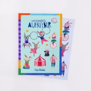 Spülmaschinenfeste Sticker *Hasen  im Zirkus* | wasserfeste Aufkleber | Geschenk & Mitgebsel zum Kindergeburtstag | für Mädchen und Jungen