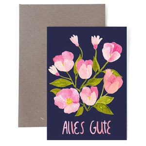 Karte mit Umschlag *Alles Gute* (Blumen) Geburtstagskarte Geburtstag Karte Postkarte Glückwunschkarte Alles Gute