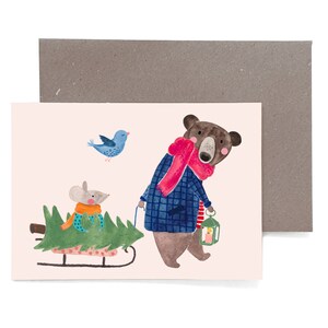 Greeting Card *Weihnachtshörnchen* ; christmas card water colour  illustration postcard