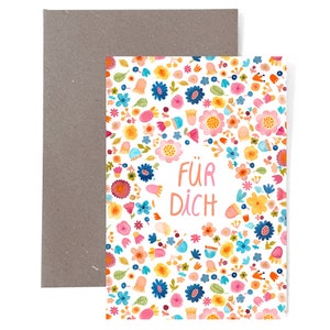 Karte mit Umschlag *Für Dich* (Blumen) Geburtstagskarte Geburtstag Karte Postkarte Glückwunschkarte Herzlichen  Glückwunsch