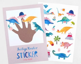 Stickerbogen *Dinos / Dinosaurier*; Sticker für Kinder, Aufkleber aus Papier