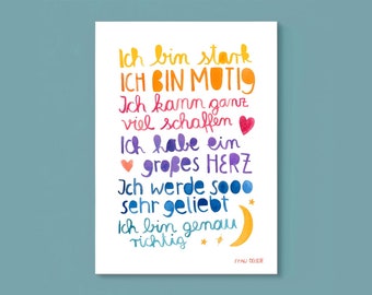 Impression / impression / petite affiche *Affirmation* (A4) pour le salon ou la chambre d'enfant