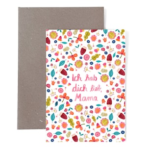 Karte mit Umschlag zum Muttertag *Ich hab dich lieb, Mama* Mutter Beste Mama Geschenk Mütter Oma Großmutter Blumen