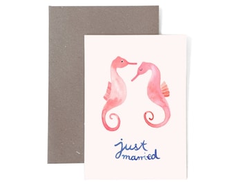 Greeting Card *Just Married* (Sea Horses)