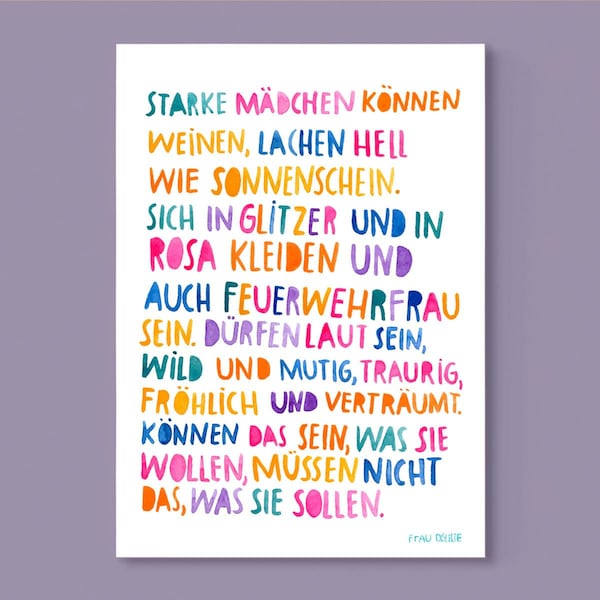 Print  / Druck /  kleines Poster  *Starke Mädchen* (A4) fürs Kinderzimmer