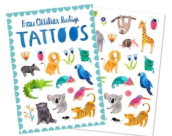 Kinder Tattoos *Wilde Tiere* (temporäre Tattoos), Bogen in DIN A5