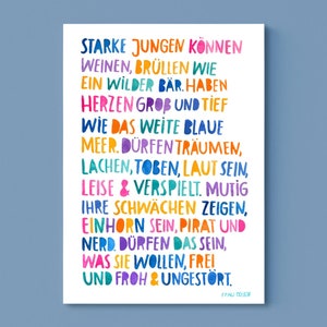 Print  / Druck /  kleines Poster  *Starke Jungen* (A4) fürs Kinderzimmer