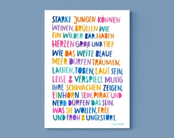 Print  / Druck /  kleines Poster *Starke Jungen* (A4) fürs Kinderzimmer