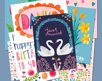 Postkartenset *Geburtstage & Feste* (20 Karten) Geburtstagskarten / Glückwunschkarten