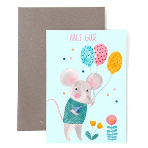 Karte mit Umschlag *Alles Gute* (Maus) Geburtstagskarte Geburtstag Karte Postkarte Glückwunschkarte Herzlichen  Glückwunsch