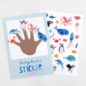Stickerbogen *Unter Wasser / Meerestiere*; Sticker für Kinder, Aufkleber aus Papier