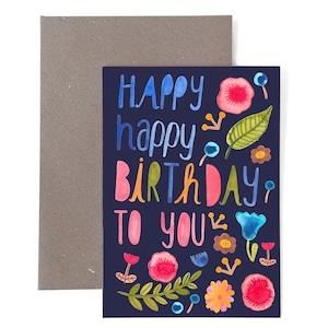Karte mit Umschlag *Happy Happy Birthday* Geburtstagskarte Geburtstag Karte Postkarte Glückwunschkarte Herzlichen  Glückwunsch
