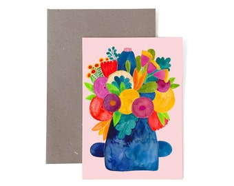 Grußkarte *Blumenstrauß* Geburtstagskarte Geburtstag Karte Postkarte Glückwunschkarte Herzlichen Glückwunsch mit Blumen