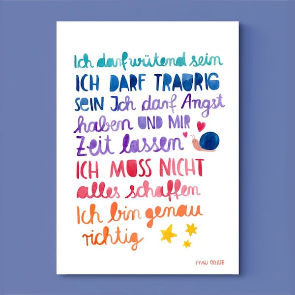 Print  / Druck /  kleines Poster  *Affirmation* (Ich darf...) (A4) fürs Wohnzimmer oder Kinderzimmer
