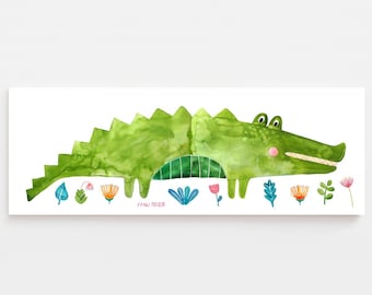 Affiche de chambre d’enfant *Crocodile* Print pour enfants Jeunes Filles Aquarelle Décoration Couleurs Print Print