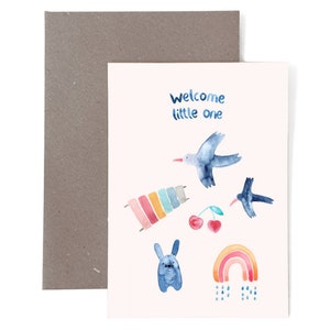 Karte mit Umschlag *Welcome little one* Geburt Karte Junge Mädchen Geburtstag Glückwunschkarte