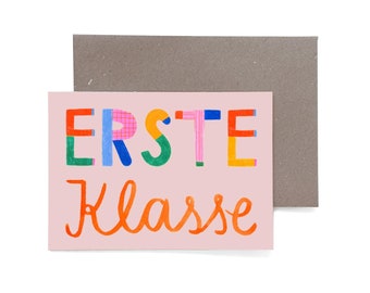 Grußkarte zur Einschulung *Erste Klasse*; Schultüte erster Schultag Schulkind Geschenk Junge Mädchen Karte Grußkarte Umschlag