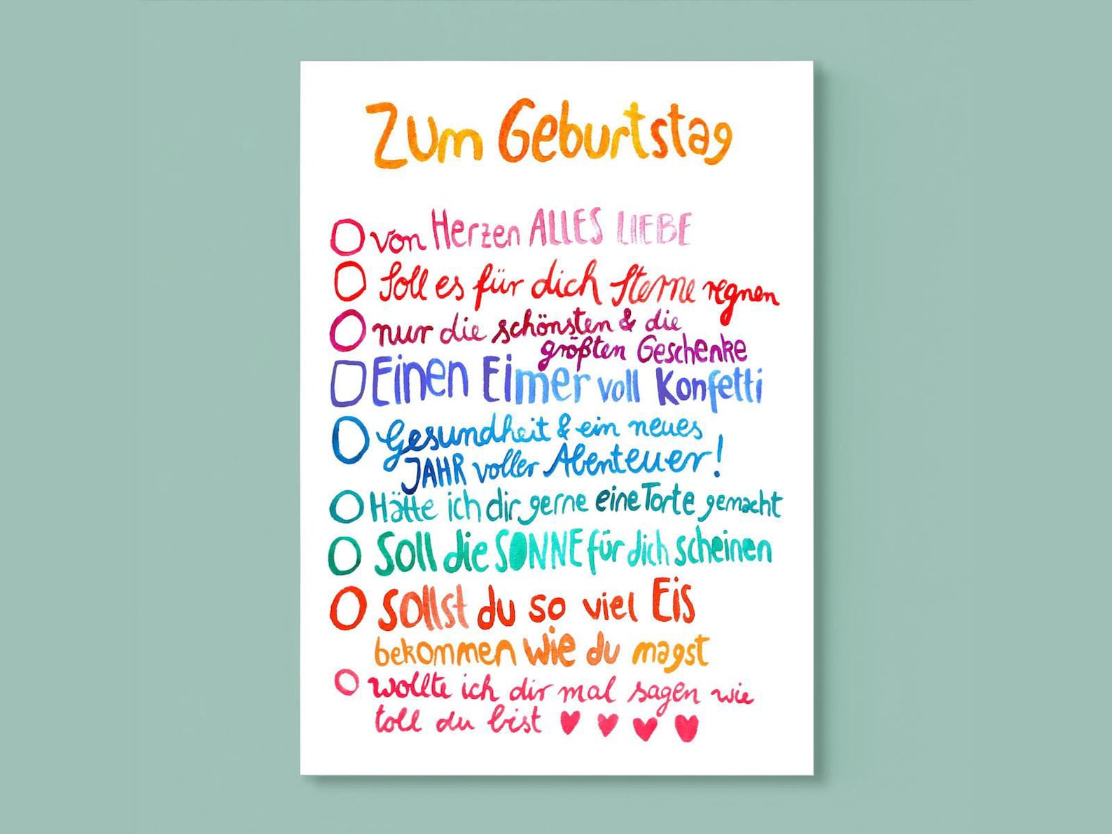 Geburtstagskarte Wünsche Postkarte Geburtstag Karte Etsy