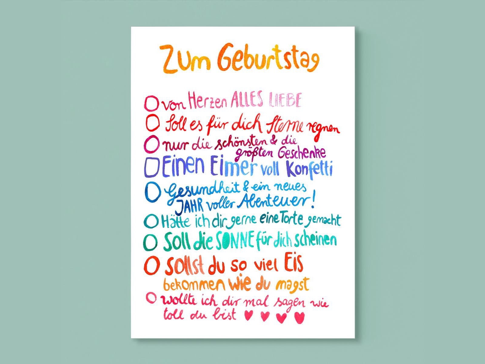 Geburtstagskarte Wünsche Postkarte Geburtstag Karte Etsy