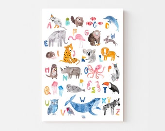 ABC Poster für Kinder *Tiere*; (Tieralphabet)