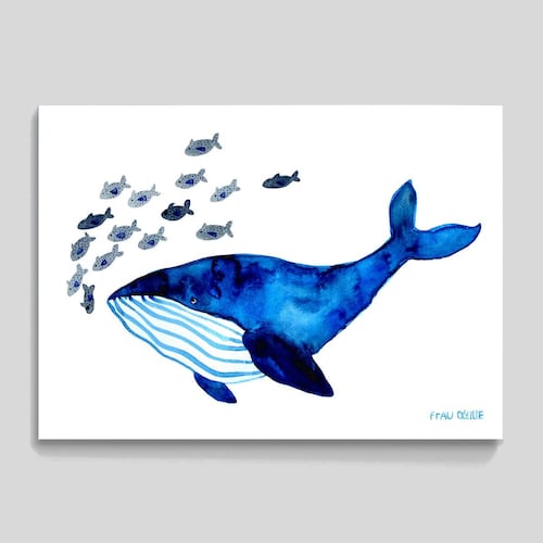 Print / Small Poster blue Whale A4 21x297cm Water - Etsy