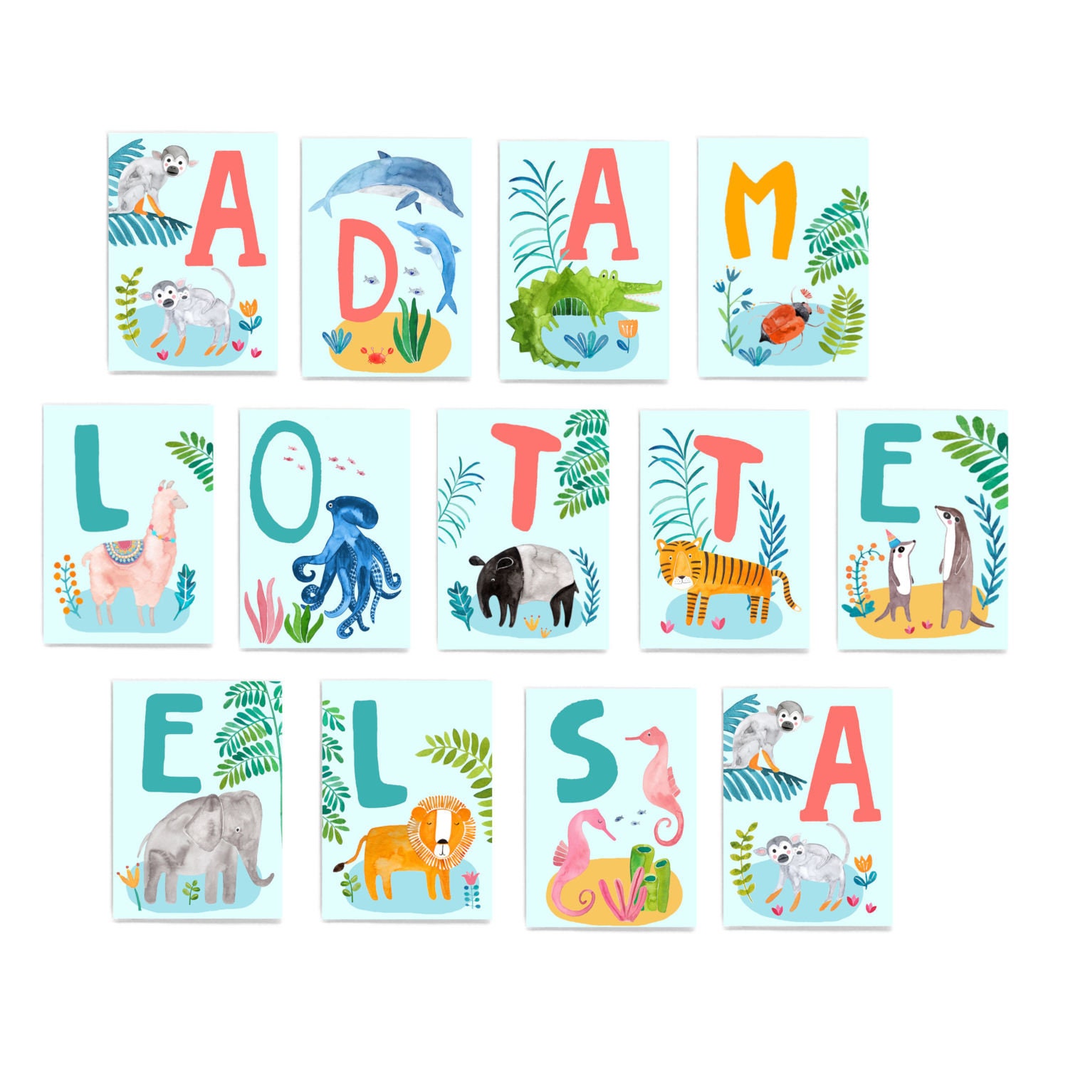 ABC Karten Set 33 Karten deutsch und englisch Alphabet | Etsy