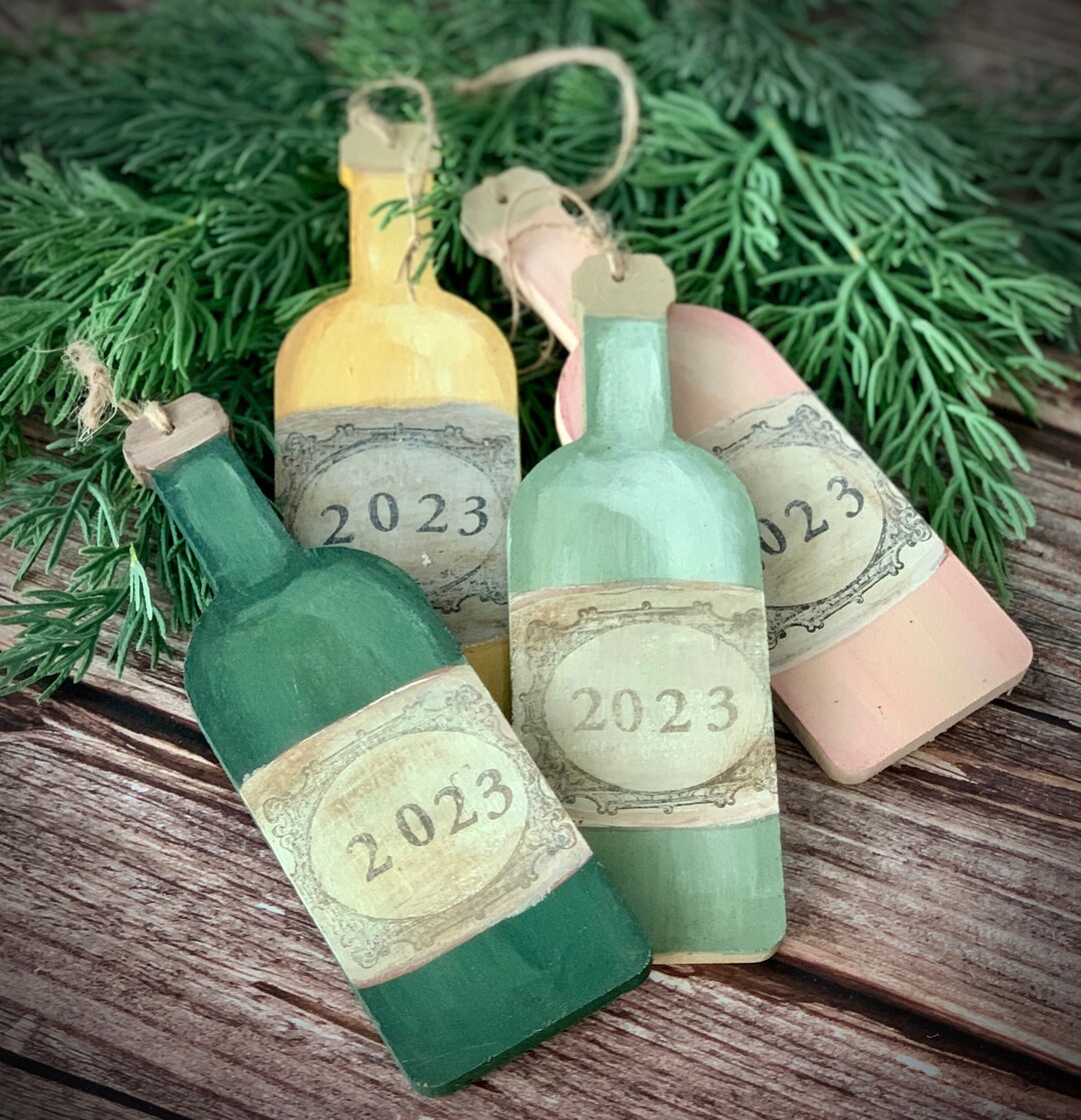 2023 Ornament Wine Bottle Ornament Hand Painted Ornament Etsy