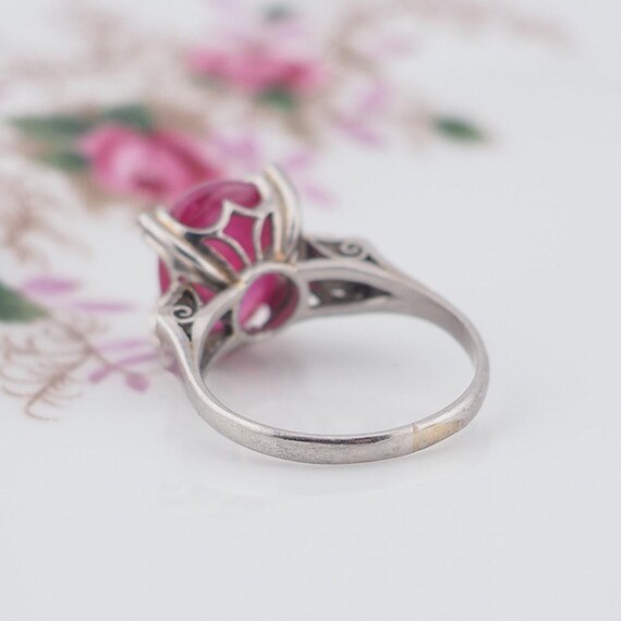 Vintage Platinum Ring, Ruby Diamond Ring, 1930s R… - image 5